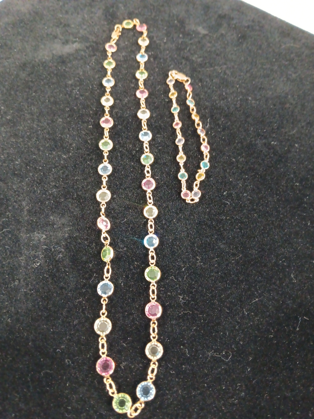 Source Unknown Gold-Tone Multicolor Gemstone Necklace and Bracelet Set